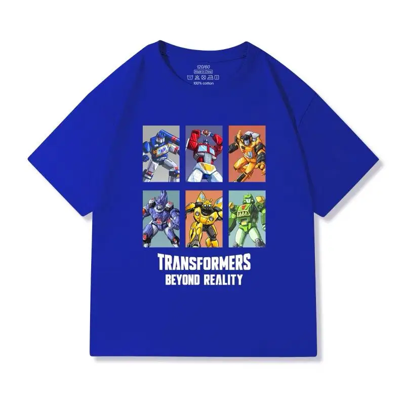 تي شيرت صيفي قصير الأكمام للأولاد من Transformation تي شيرت Robot Cartoon كاجوال من القطن الخالص فضفاض للأطفال ضروريات اليومية #4