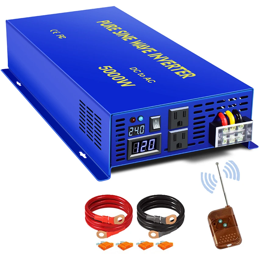 

2026 Hot Sale AC 12V 220V Battery Inverter 5000W Pure Sine Wave Solar Inverter for Wind Turbine Power Bank Converter