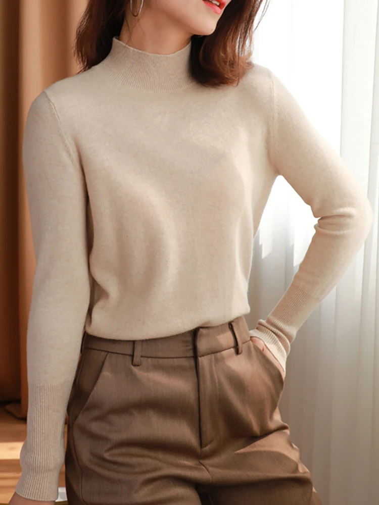 autumn winter chic bottom sweaters women fashion turtleneck pullover slim cashmere 2024 knitted Jumper Soft Warm Pull Femme