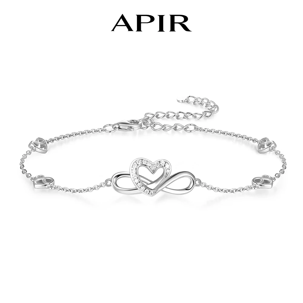 APIR Romantic Heart Bracelet for Women 925 Sterling Silver Moissanite Diamond Bracelets Anniversary Valentine's Day Jewelry Gift