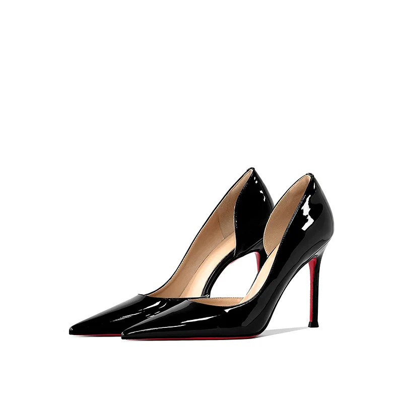 

Gorasion New Style Side Slit High Heels Women Sexy Red Soles Heels Elegant Pointed Tips Black Elegant Work Single Shoes