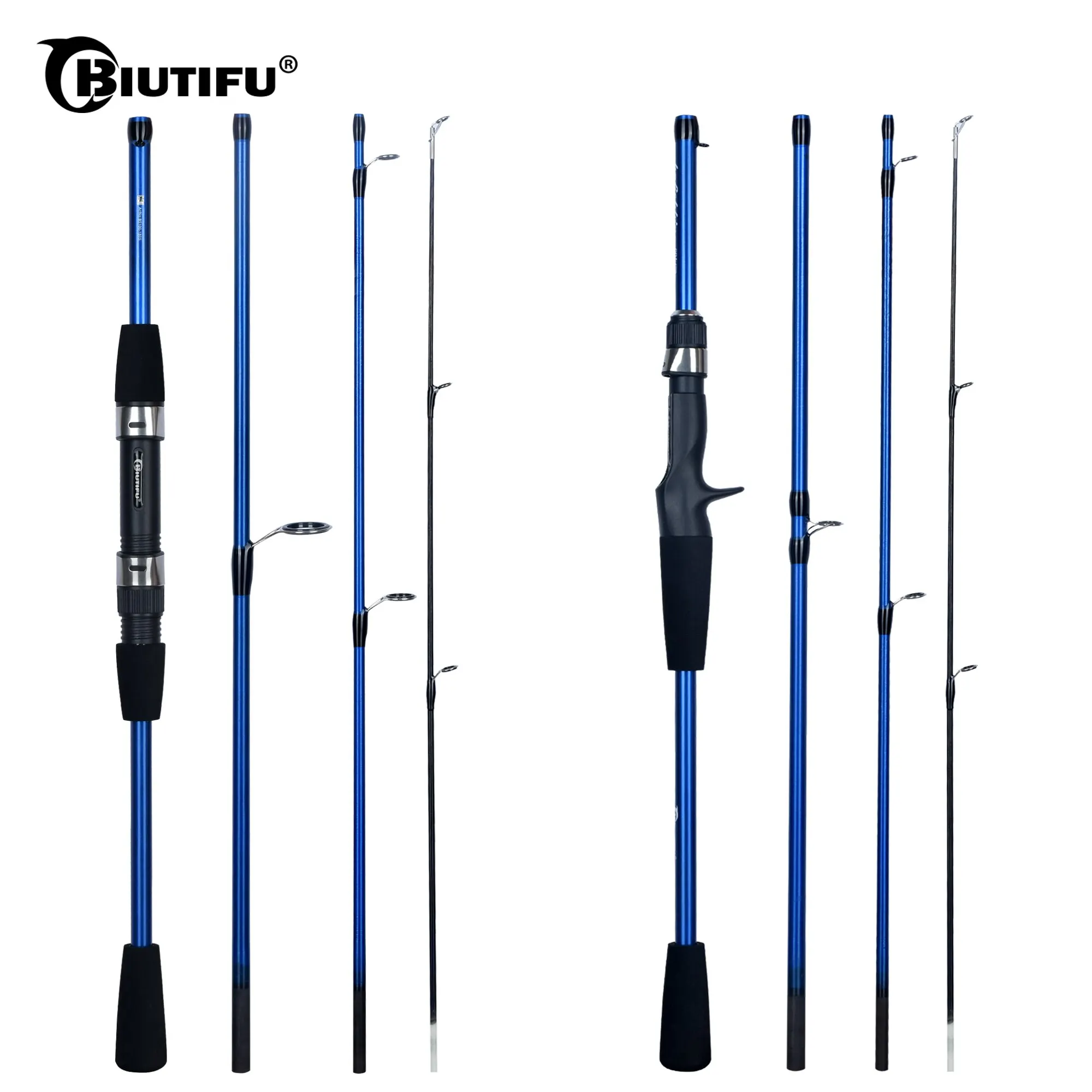 BIUTIFU Baitcasting Spinning Travel Carbon 4/5 Section Fishing Rods Casting Weight 5-20g Power Ultralight Lure Trout Mini Pole