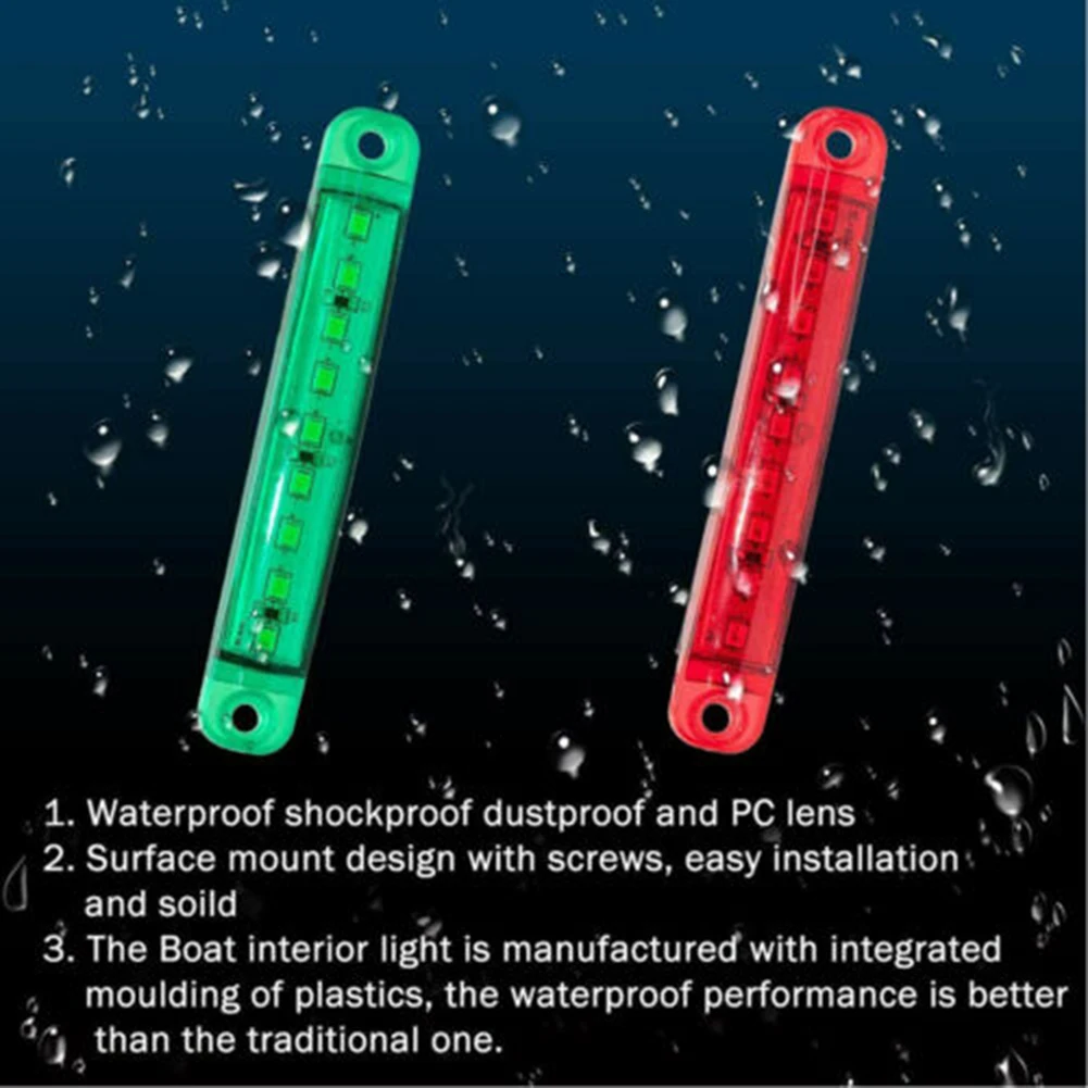 Bright And Visible Boat Lights Car Lights Light Navigation Lights 4pcs 9 Led Light Bar Boat Lights Red Waterproof