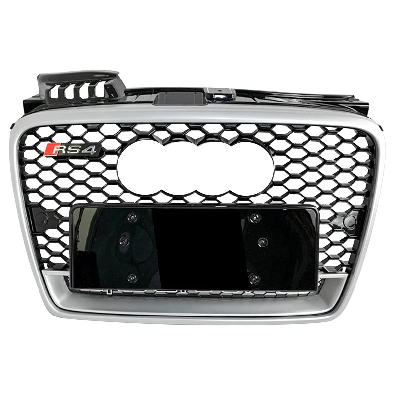 Auto grille for audi a4 b7 rs grill change to RS4 Chrome black silver high quality mesh RS4 front grill 2005 2006 2007