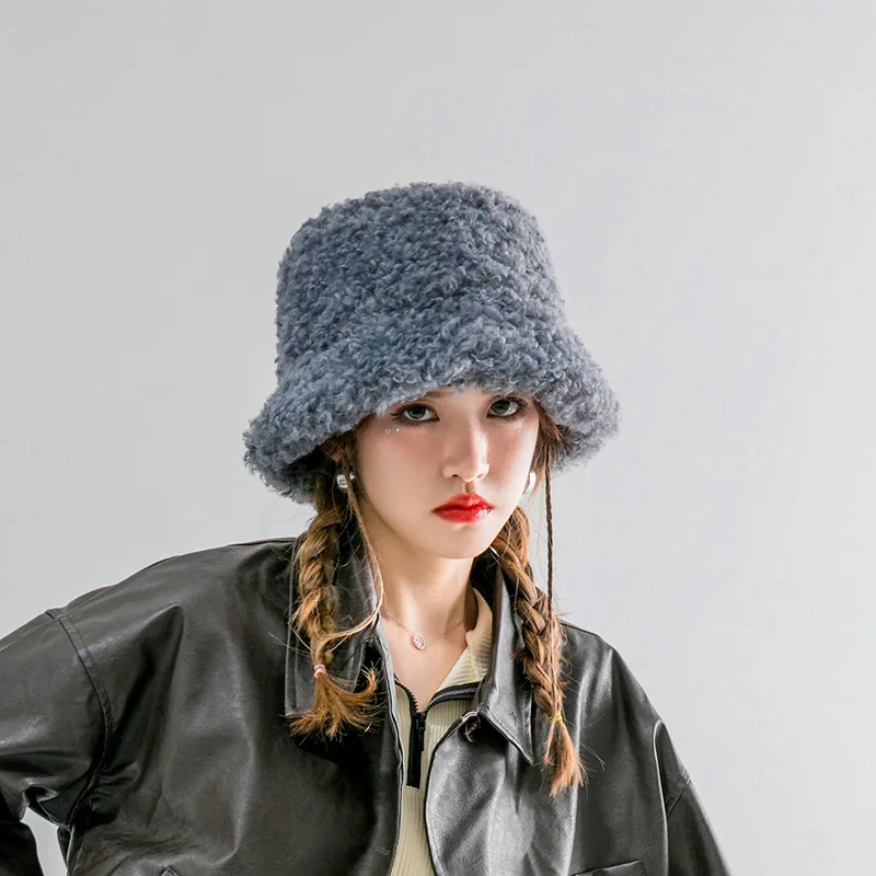 Chapeau de pêcheur en peluche Y2K, Version coréenne, pour femmes, automne et hiver, nouveau chapeau pour adultes, bonnets de bassin chauds à la mode pour Couples