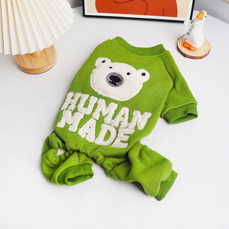 Winter New Cute Three-Dimensional Bear Padded Pet Four-Legged Coat Warm Dog Jumpsuit French Bulldog Schnauzer Small Dog Clothes