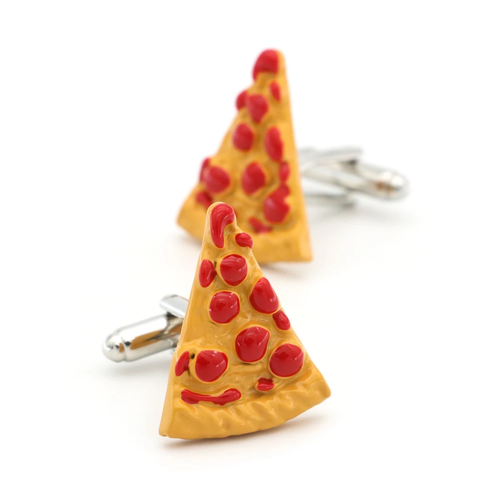 Food Design Pizza Cufflinks For Men Quality Copper Material Yellow Color Cuff Links Wholesale&retail