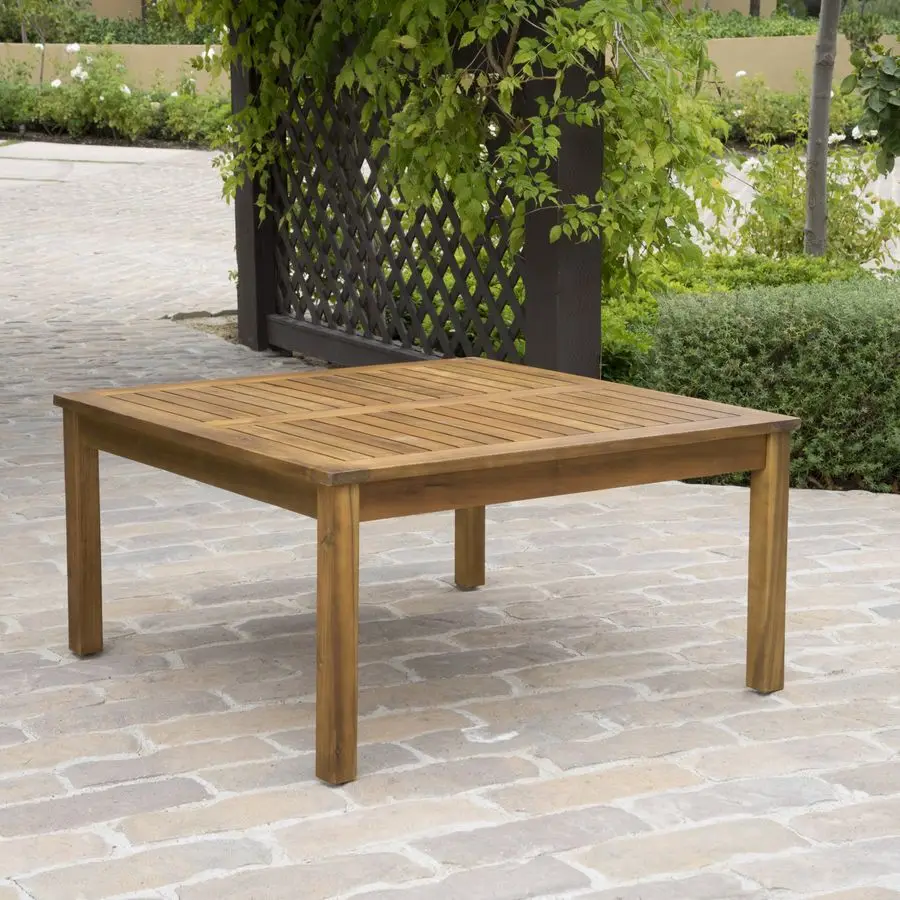 Table basse d'extérieur Perla en bois d'acacia, finition teck, marron