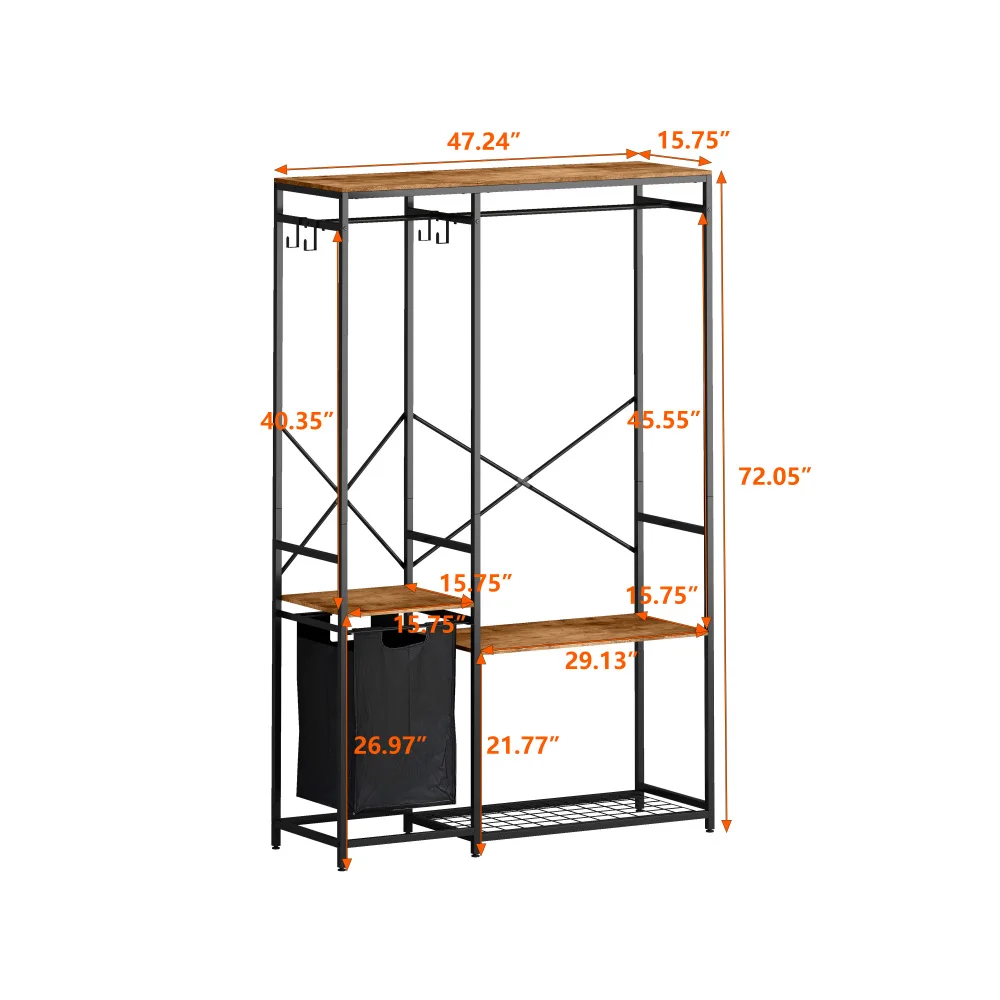 Appendiabiti portatile appendiabiti indipendente con portaoggetti in rete inferiore appendiabiti multifunzionale per camera da letto con custodia