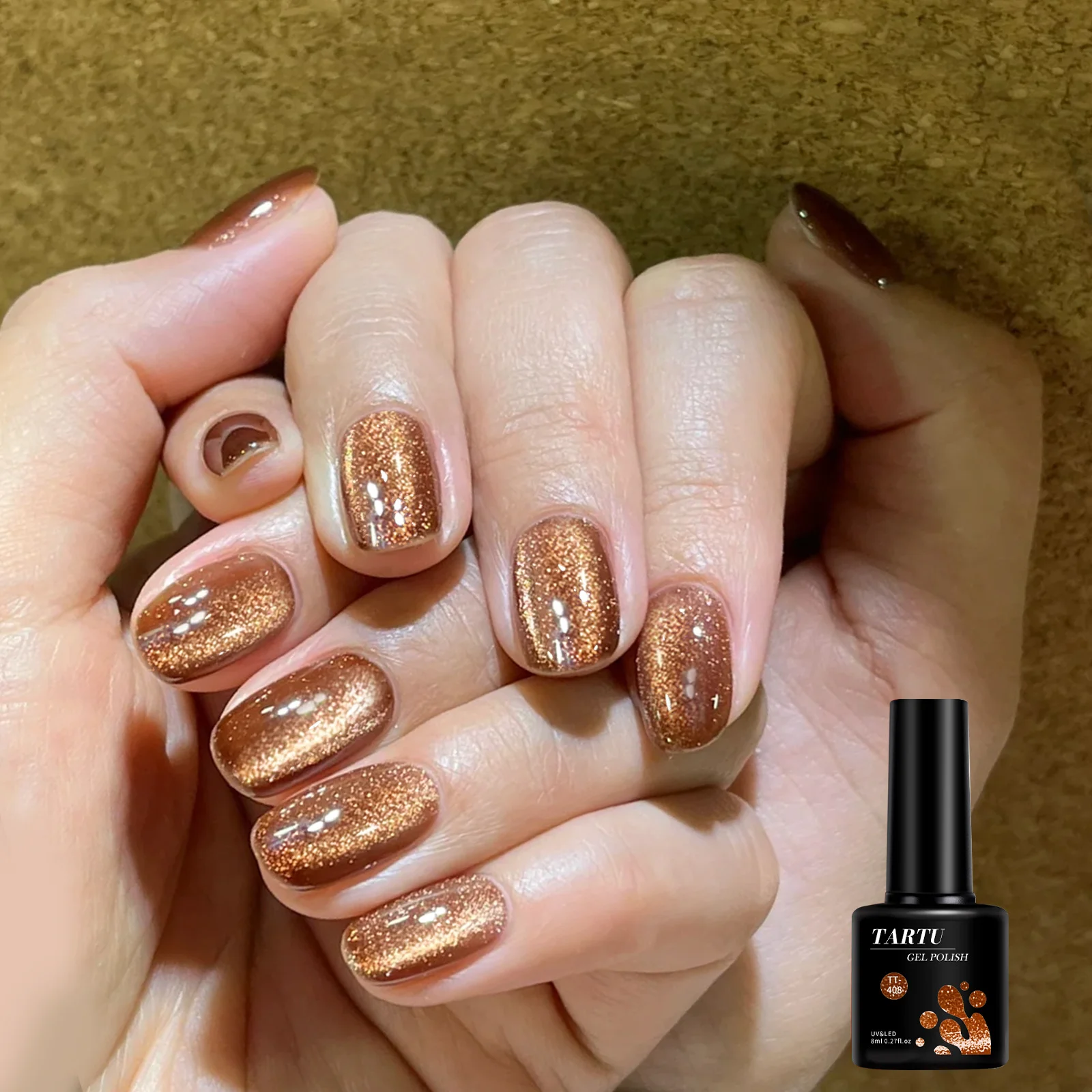 Cat Eye Gel Nail Polish,Red Brown black 8ml Soak Off LED/UV, Holographic Glitter Nail Art,for Home Salon Manicure Gift for Women