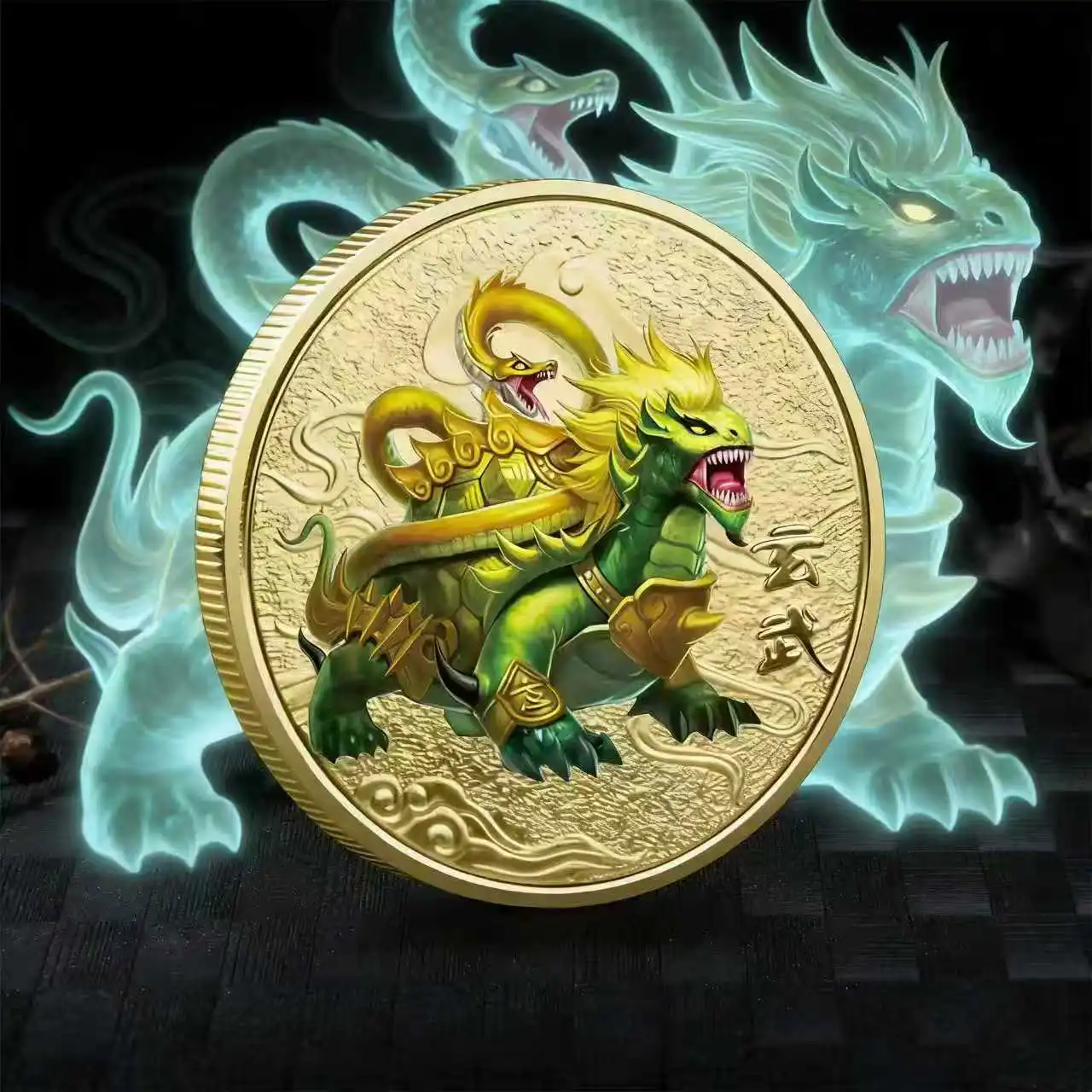 عملات الوحوش الصينية الأسطورية المقتنيات عملة التنين النمر سوزاكو زودياك تاي تشي ميدالية تذكارية الحظ