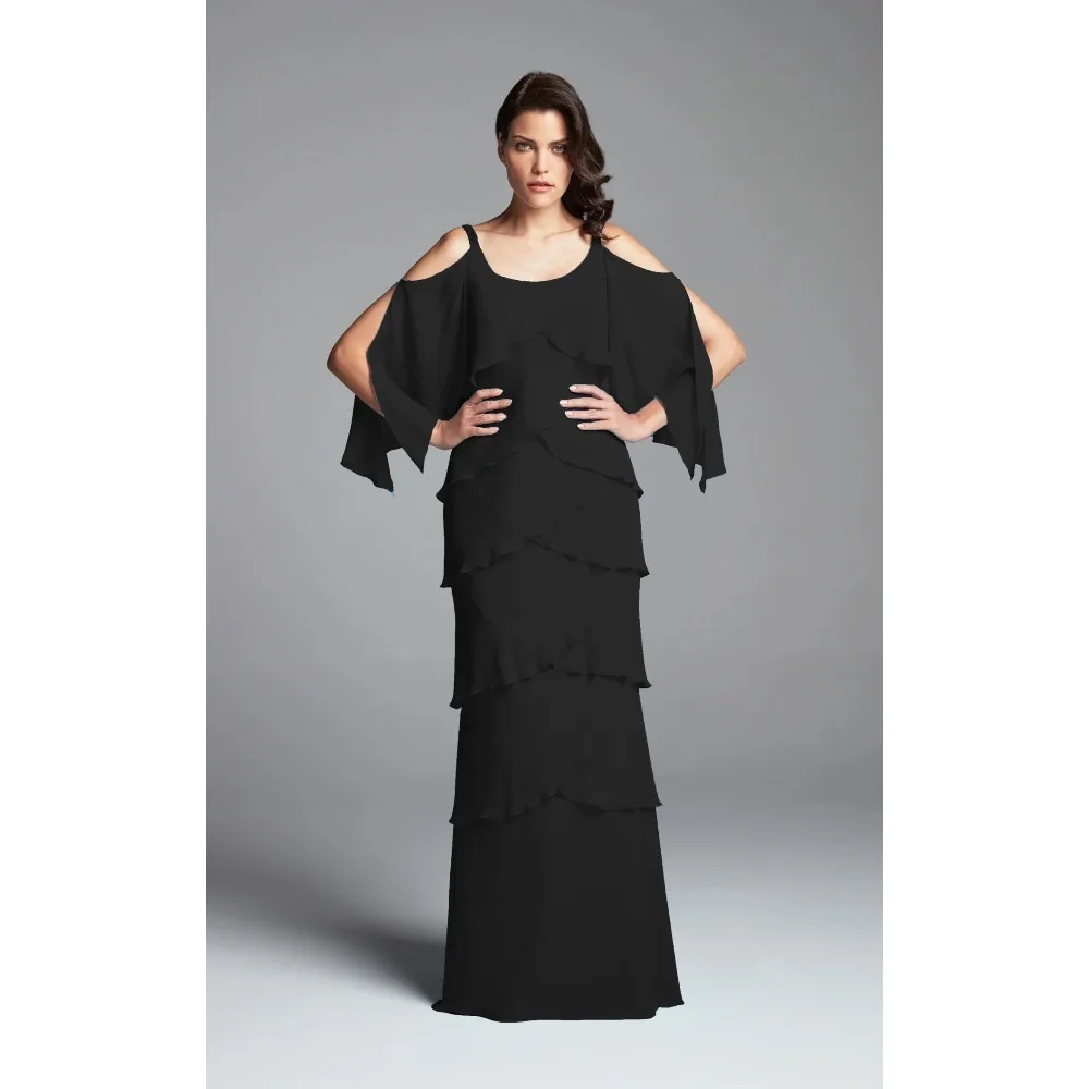 

Customized Black Mother of Birde Dresses 2026 for Weddings Women Tiered Elegant Chiffon Evening Dress Ruched Formal Party Gown