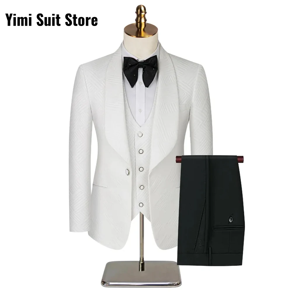 

Men's Business Casual Suit for Weddings 3 Pieces Peaked Lapel Single Breasted Formal Wedding Groom Business Jacket+Vest+Pants