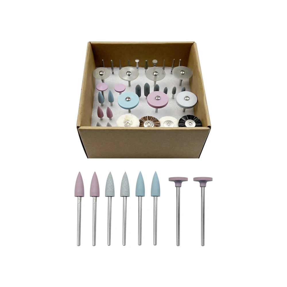 35Pcs/Box Dental Lab Polishing HP Kit Ceramic Porcelain Grinding Dentist Tool Diamond Burs Brush Material