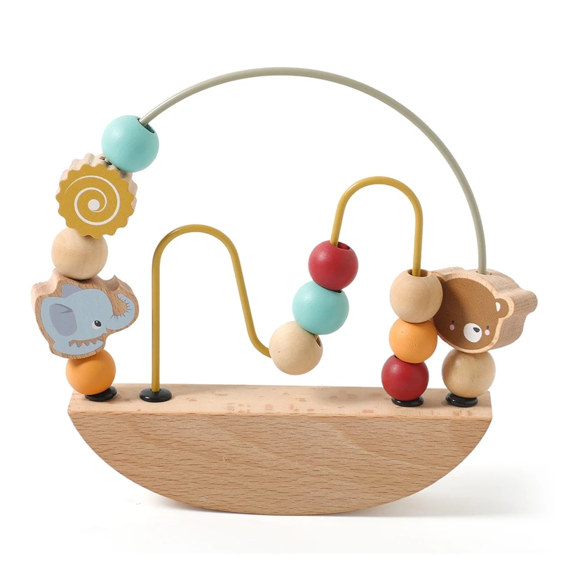 Jouets Montessori en bois, jeu de perles d'animaux de dessin animé, favorise la Coordination œil-main pour bébé, jouets d'apprentissage précoce, jouets d'enfilage, cadeaux