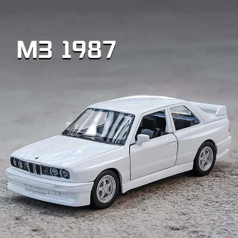 Proportional car model 1:36 BMW M3 E30 1987 Porsche 911 Turbo Audi Quattro Metal To decorative toy, a gift for children.