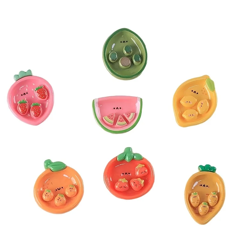 7-teiliges Mini-Cartoon-Obstteller-Set, Kühlschrankmagnete, Küchen- und Bürodekoration – Detail 4