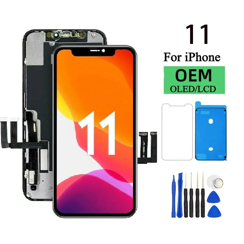 OLED Pantalla dla iphone 11 wyświetlacz LCD ekran dotykowy Digitizer zgromadzenie dla iPhone 11 wymiana ekranu LCD