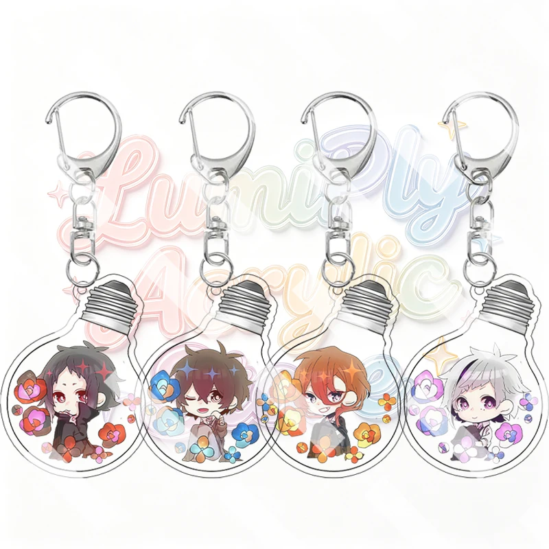 Cartoon Cute Akutagawa Ryunosuke Dazai Osamu Nakahara Chuya Bungo Stray Dogs Anime Acrylic Keychain Pendant Charm Accessory Gift