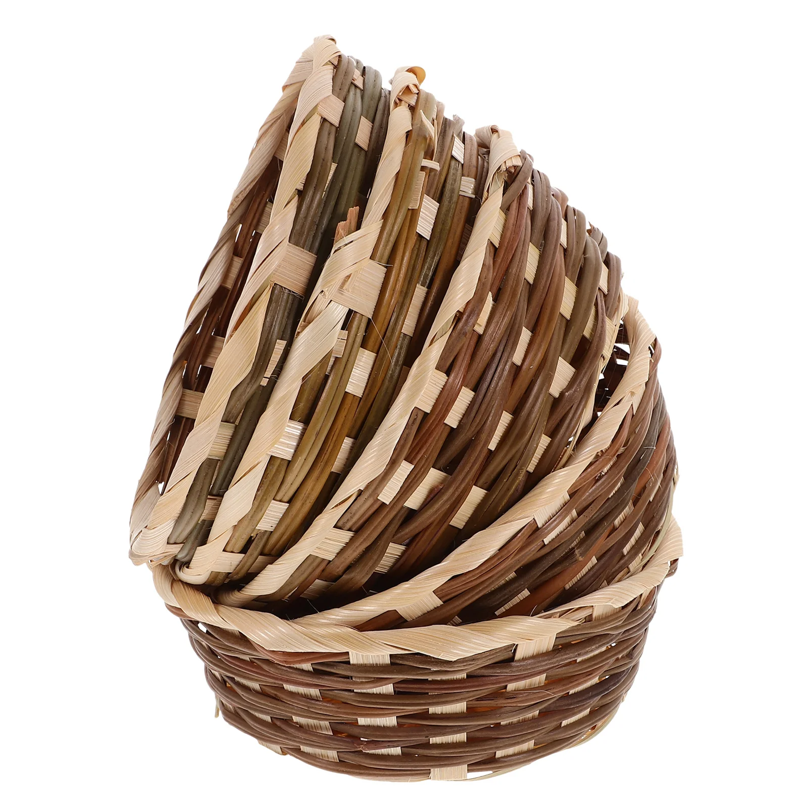 

5Pcs Handwoven Fruit Basket Natural Material Multipurpose Storage Snack Bread Vegetable Holder Decorative Home Tabletop Basket