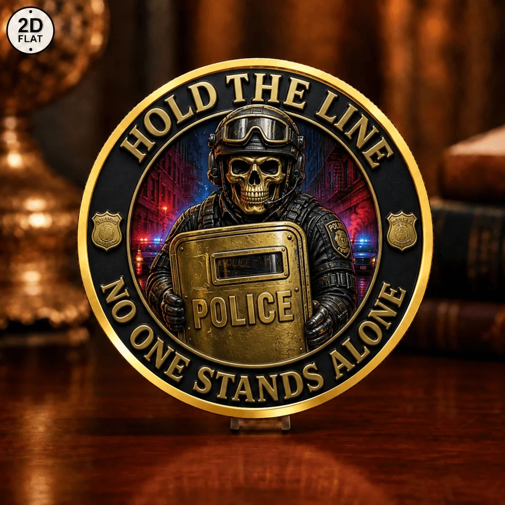 1pc First Responder Tactical Commemorative Metal Coin UV Print Into The Fray and Hold The Line Military Medal Patriotic Gift