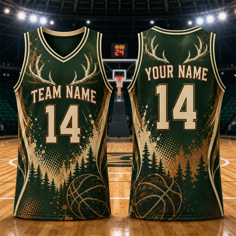 Fashion Animal Graphic Basketball Jersey For Men Custom Name Team Name Number Sports Tank Tops Loose Breathable Team Uniforms