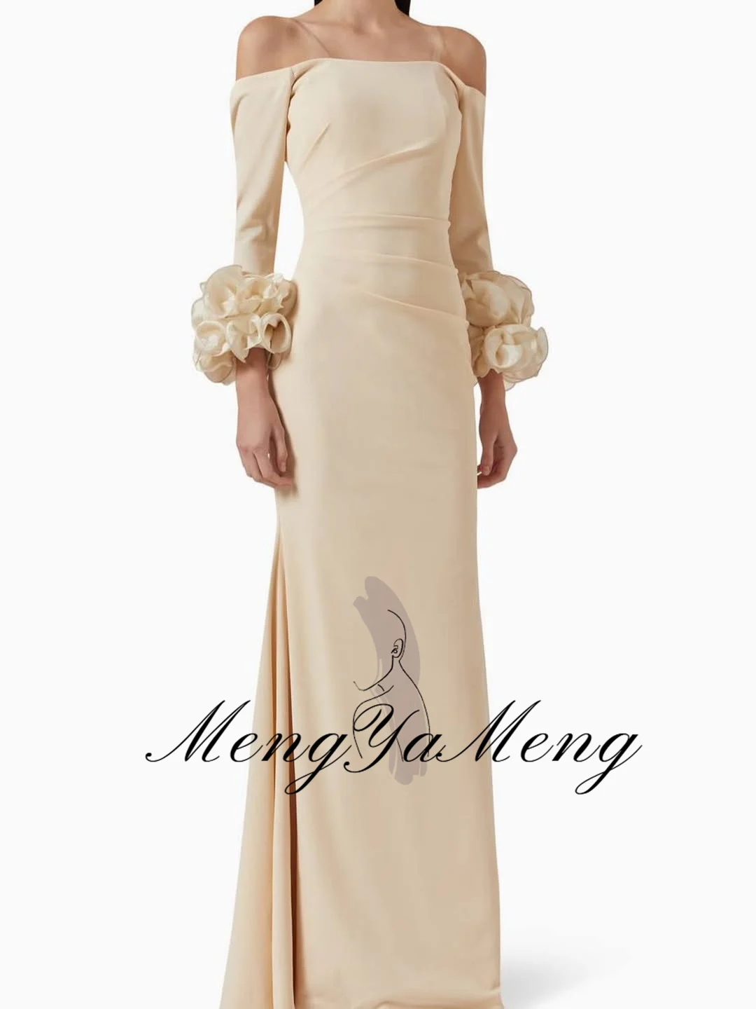 Zhuishu barco pescoço mangas compridas plissado vestido de noite até o chão elegante vestidos de ocasião especial feminino vestidos de festa personalizados