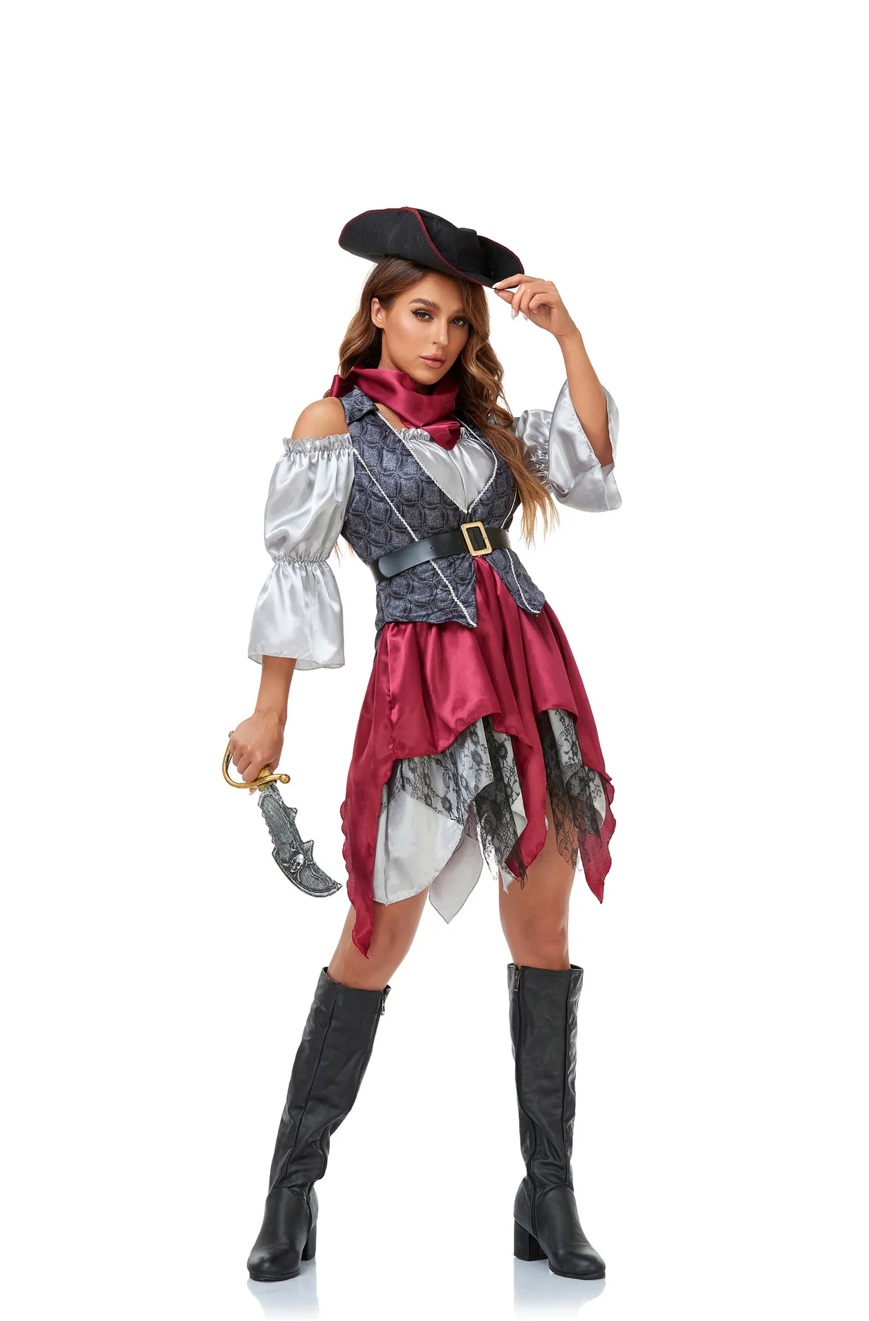 Feminino pirata Cosplay Traje, Halloween Traje, Adulto