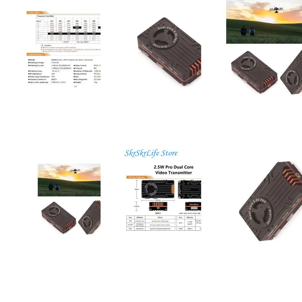 

E65E 5.8G 2.5W Double Cores 72CH Video Transmitters for Long-Distanced FPVs