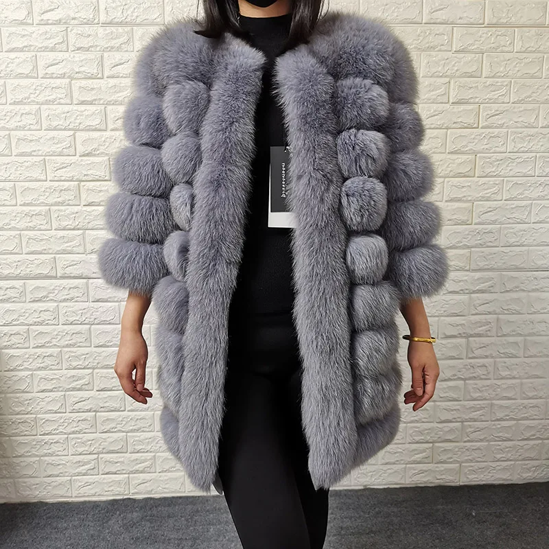 2023 Hot Sale  Women's Jacket New Natural Fur Fox Fur Coat Natural Real Fur Coat Winter Jacket Warm Women Slim Body Parka Coat