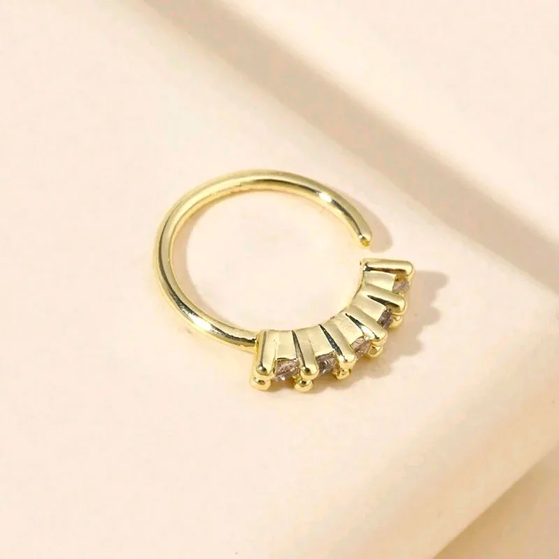 1Pc Simple Light Luxury Single Row Cubic Zirconia Nose Ring, Fashion Piercing Nostril Accessory for Women image 5