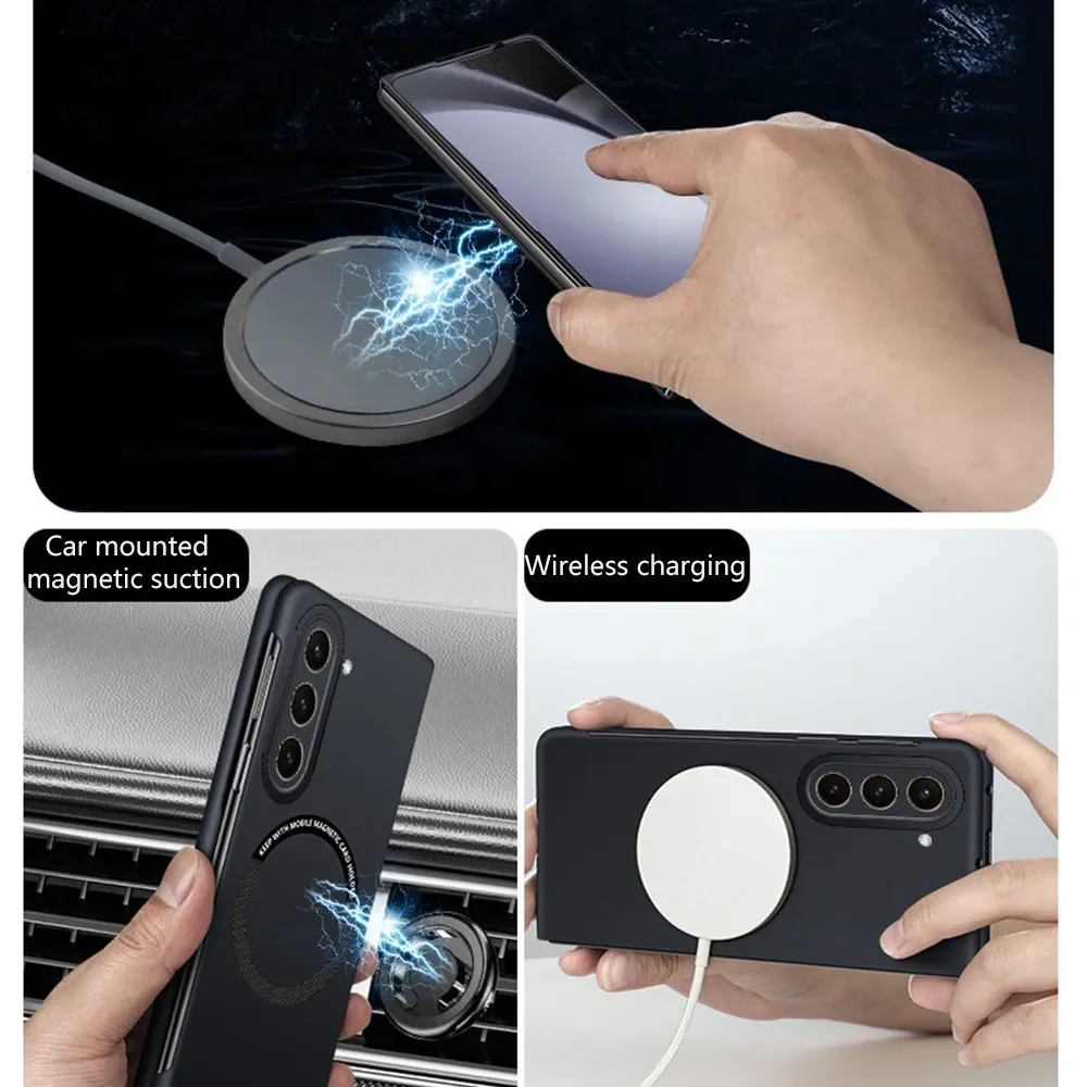 For Magsafe Magnetic Case for Samsung Galaxy Z Fold 5 Fold4 Fold3 5G Slim Frameless Hard PC Back Cover Wireless Charging Cases