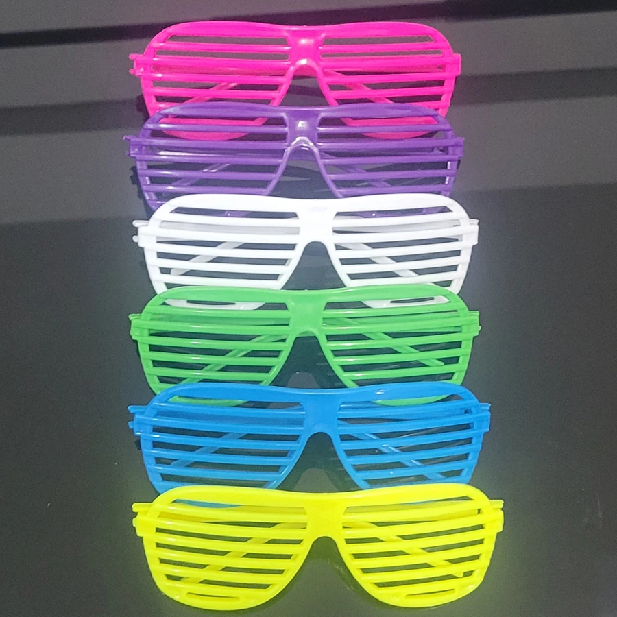 12pcs/Set Neon Color Shutter Glasses 80s 90s Party Favors Eyewear for Adults Teens Kids Disco Birthday Decor Party Supplies