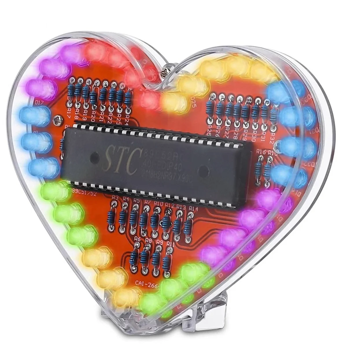 Modulo luce lampeggiante a LED RGB a forma di cuore Kit elettronico fai da te lampada ad acqua progetto di saldatura pratica per studenti delle scuole