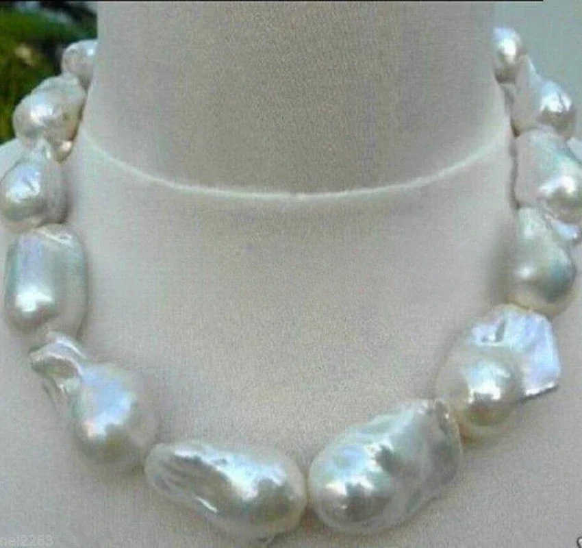 

Необычное ожерелье из натурального жемчуга 18 дюймов в стиле барокко для женщин, серебро 925 пробы