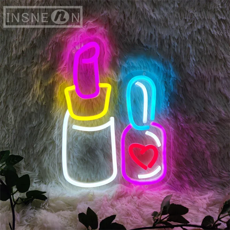 Nails Neon Sign Manicure Decor Neon Lamp Lights Nail Polish Light Up for Wall Decor Bedroom Beauty Room Girl Room Salon LED Logo