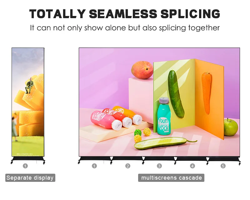 Supermarket Advertising Poster 640x1920 WIFI Control Indoor P1.86 P2.5 Digital Sign Poster LED Display Billboard for Commercial