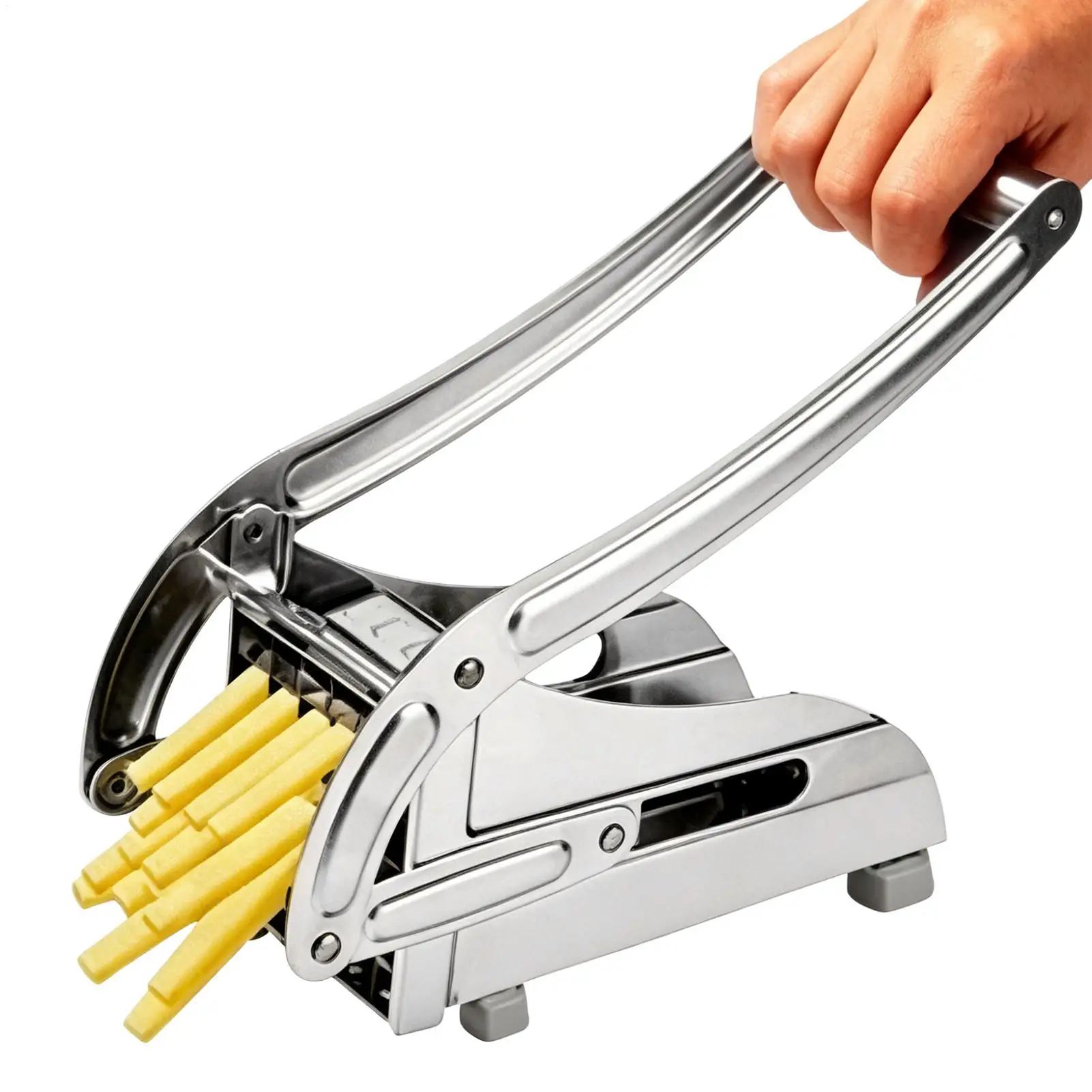 Cortador de patatas fritas de acero inoxidable de alta resistencia, picador profesional con base de succión, cortador de patatas para gofres, chips y zanahorias