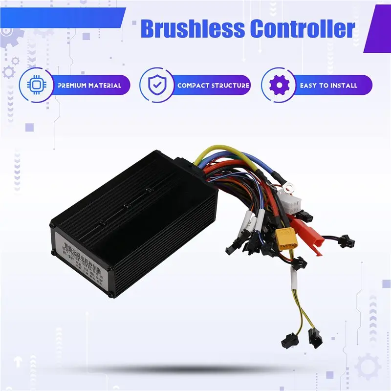 AB42-Ebike Brushless Controller 45A 1500W Sine Wave Speed Regulation No LCD Display For Electric Bicycle E-Scooter Parts