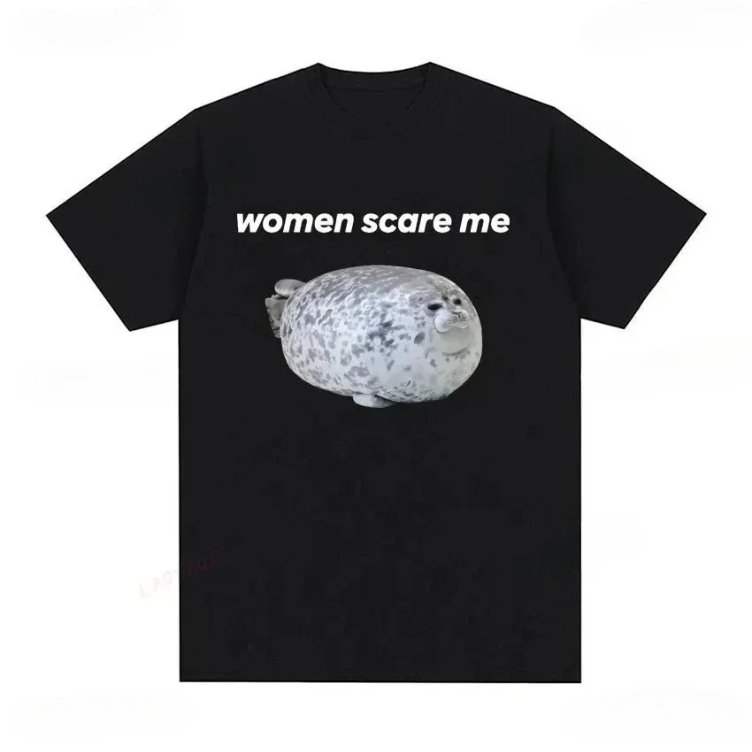 Seal Cute Funny Meme Graphic T Shircare Me Retro Printed Short Sleeve T-shirt Streetwear Hipster Casual Summer Tees