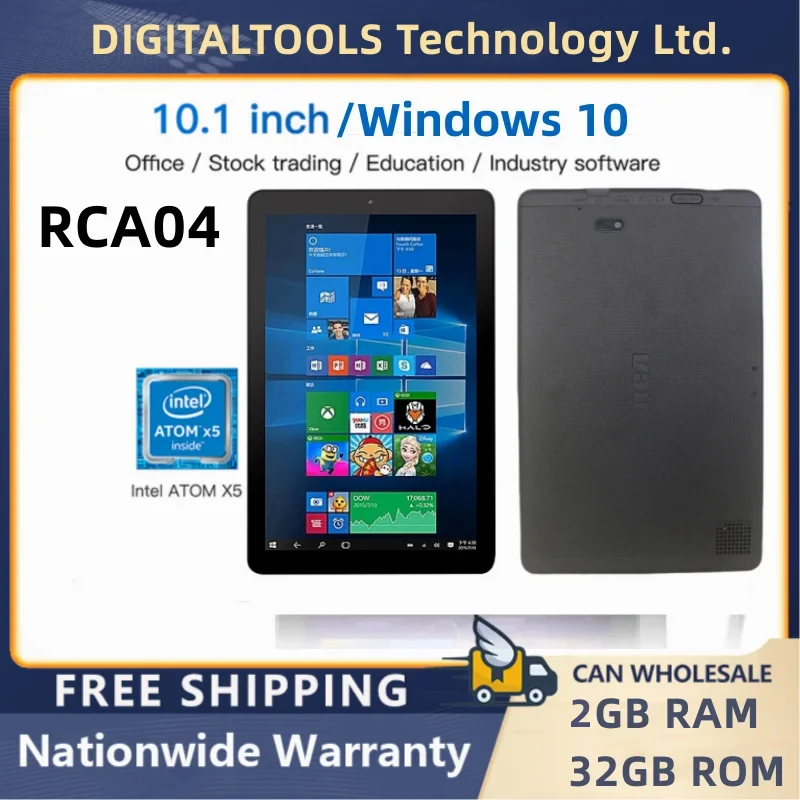 10.1 인치 RCA04 태블릿 PC, 윈도우 10, 쿼드 코어, 2GB RAM, 32GB ROM, 인텔 아톰 X5-Z8350, 1280x800, IPS 듀얼 카메라, 미니 HDMI, 6000mAh 