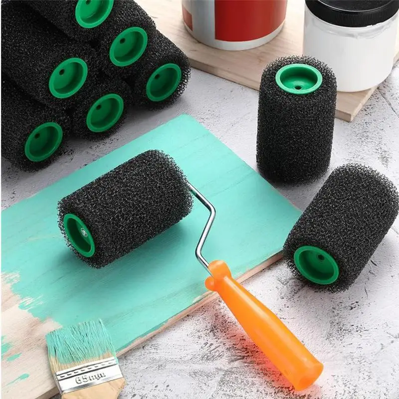 Roller Paint Brush Wall Painting Roller Tool Kit 10 Pieces Applicator Hand Tools Small With Replacement Covers For Interior &