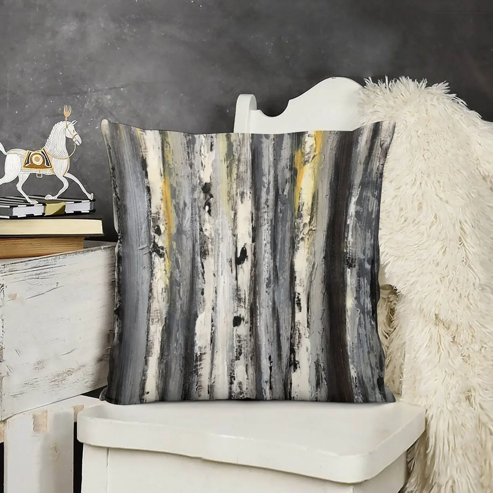 

Sunset beyond the birch trees abstract Throw Pillow Cusions Cover Sofa Cushions pillow