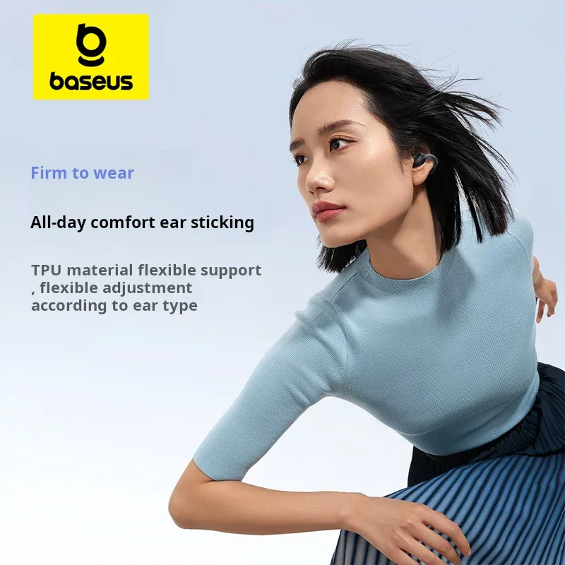Baseus AirGo 1 anillo auriculares inalámbricos Bluetooth 5,3 auriculares abiertos con Clip deportes TWS auriculares de Audio espacial para videojuegos