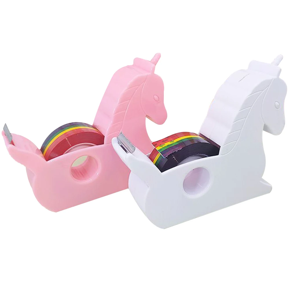 

2pcs Tape Dispenser Desk Holder Cute Crafts Cartoon Kawaii School Supplies Shape Adorable Office Small Cutting Tool