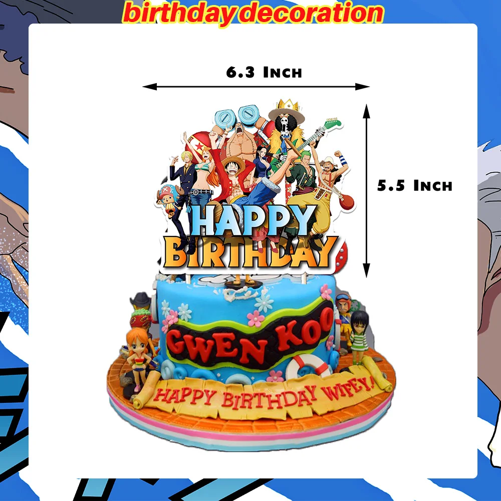 One Piece Geburtstagsparty-Dekorationsset Anime-Figur Luffy Zoro Teller Tischdecke Kuchendekoration Partyzubehör Geburtstagsgeschenke – Detail 15