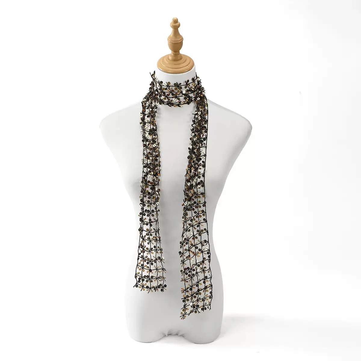 

Glitter Sequin Mesh Choker Scarf Long Fringe See Through Neck Wrap Accessory Sparkly Party Dance Decor Shawl For Women Nightclub Outfits