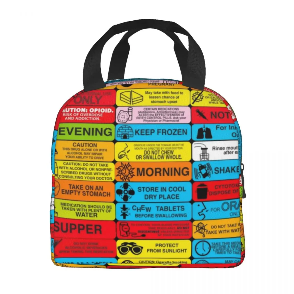 ملصقات تحذيرية طبية حقيبة غداء معزولة حراريًا للنساء والأطباء والممرضات والأدوية صندوق طعام لتخزين الغداء قابل لإعادة الاستخدام #3