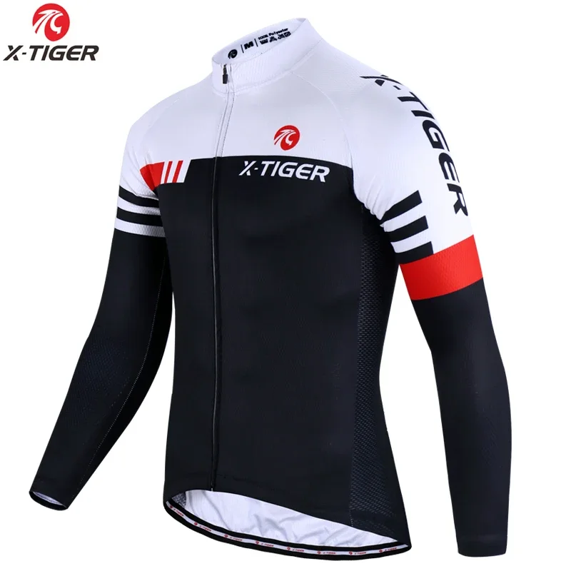 X-Tiger Winter Long Sleeve Cycling Jersey Men\'s T-Shirt Thermal Fleece Cycling Clothing Bicycle Wear Bike Clothing Sportswear