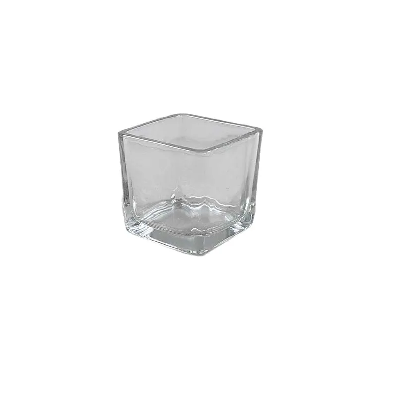 Square transparent frosted glass candle cup, furniture atmosphere decoration, glass cup, candle holder, glass container